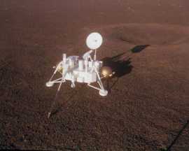 Исследовательский зонд Viking-1 на Марсе глазами художника Исследовательский зонд Viking-1 на Марсе глазами художника